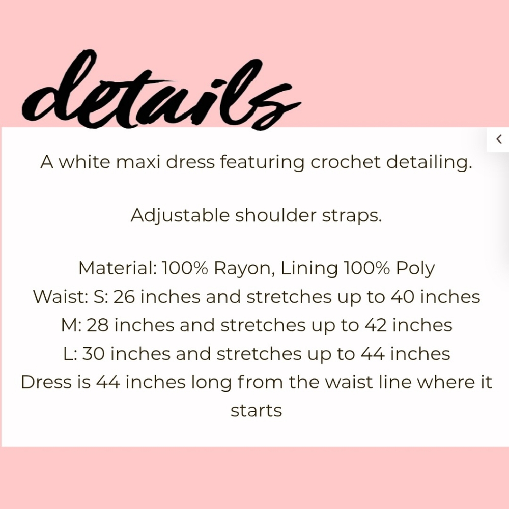 ☆ SOLD ☆ RAGA Stephanie Crochet Lace Maxi Dress In White Size Small - Picture 7 of 12